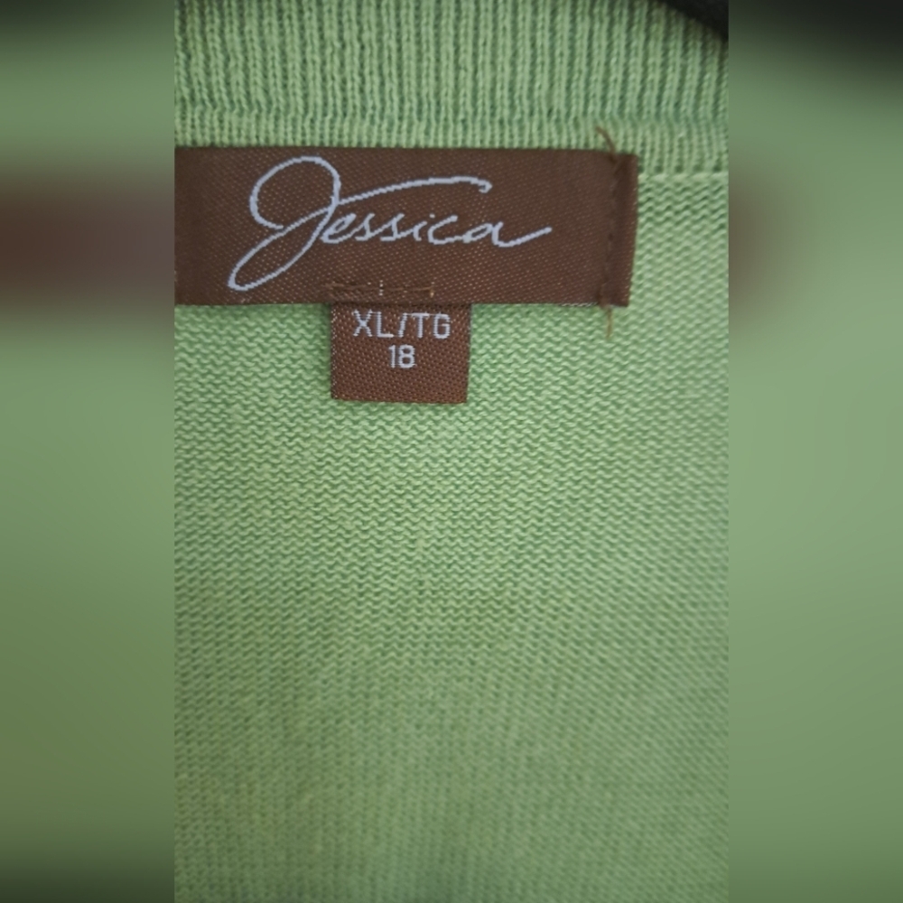 Jessica Sage Green Textured Button Down Knit Shirt - Picture 2 of 6